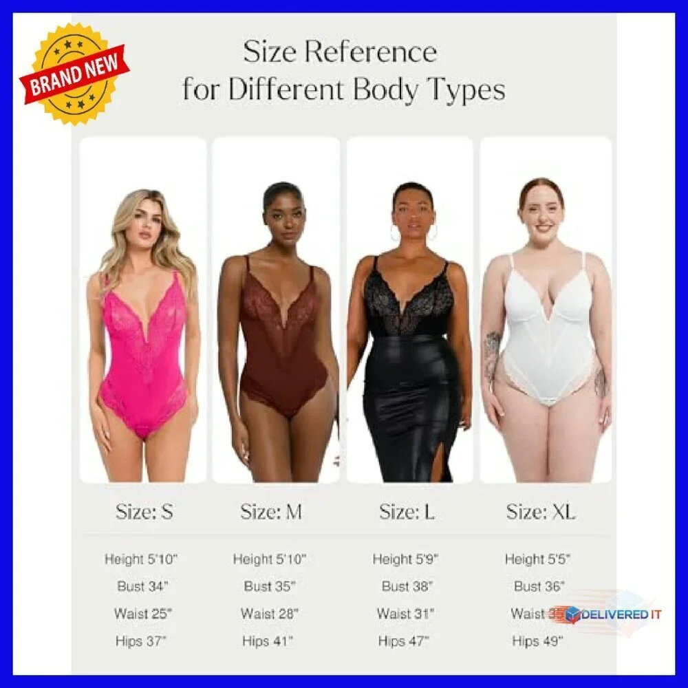 Lace Shapewear Bodysuit Tummy Control V Neck Sleeveless Body Suit